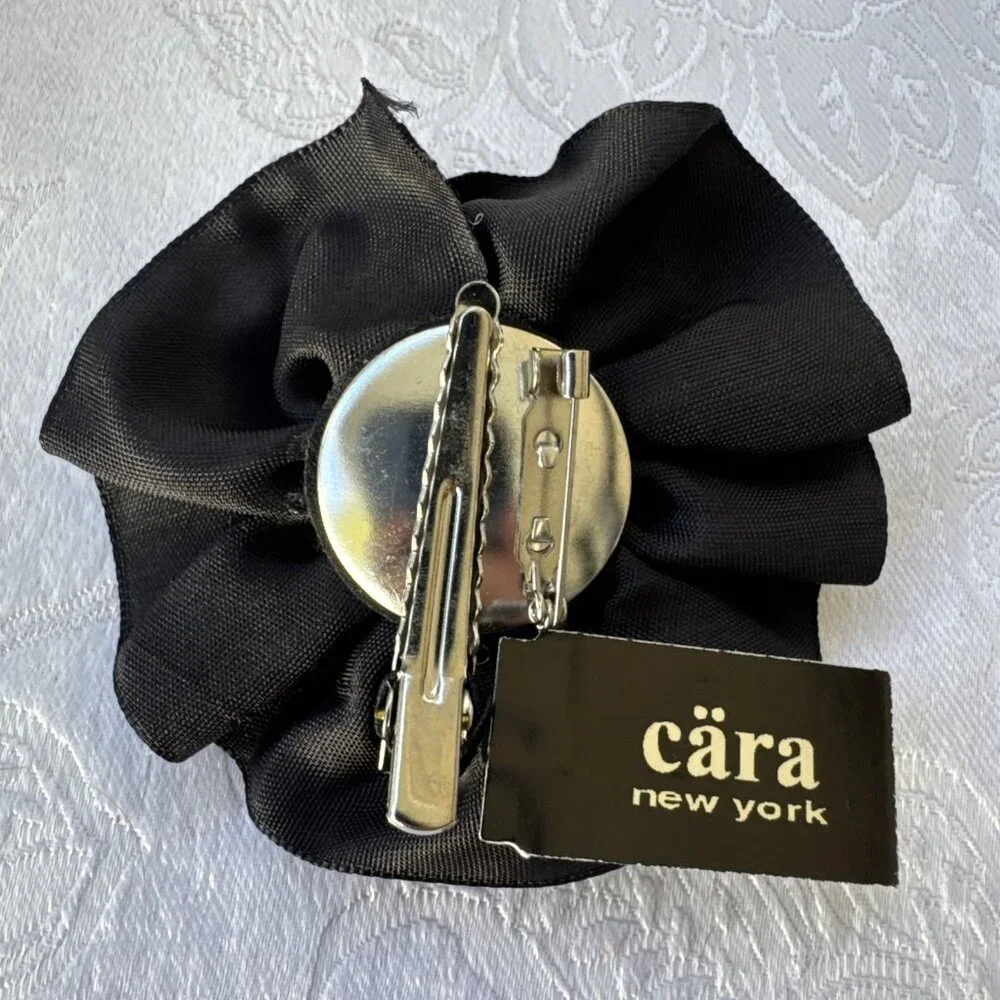 Cara Red Black Plaid Pearl Beaded Floral Hat Brooch/Hair Pin Steampunk NEW